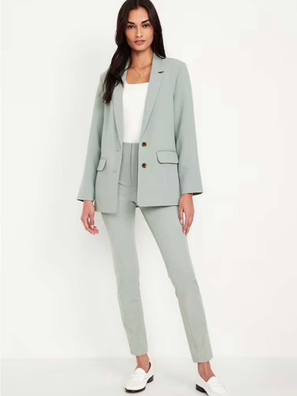 Old Navy Women’s Silver Sage Two-Piece Blazer and Pants Suit Size 10